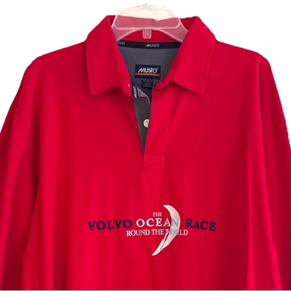 Musto Volvo Ocean Race Rugby Shirt Mens Sz L VTG 2001 Round the World Embroidery